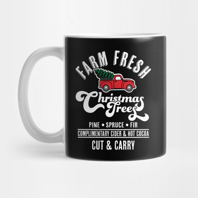 Farm Fresh Christmas Trees - Red Truck Christmas Tree Xmas by OrangeMonkeyArt